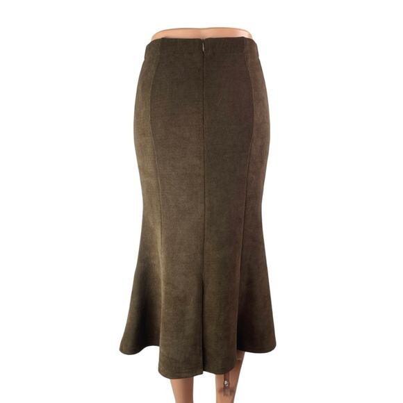 Sevengirl Women's Brown Knit Fleece High Waisted Zip Midi Fishtail Skirt Size S - Picture 2 of 6